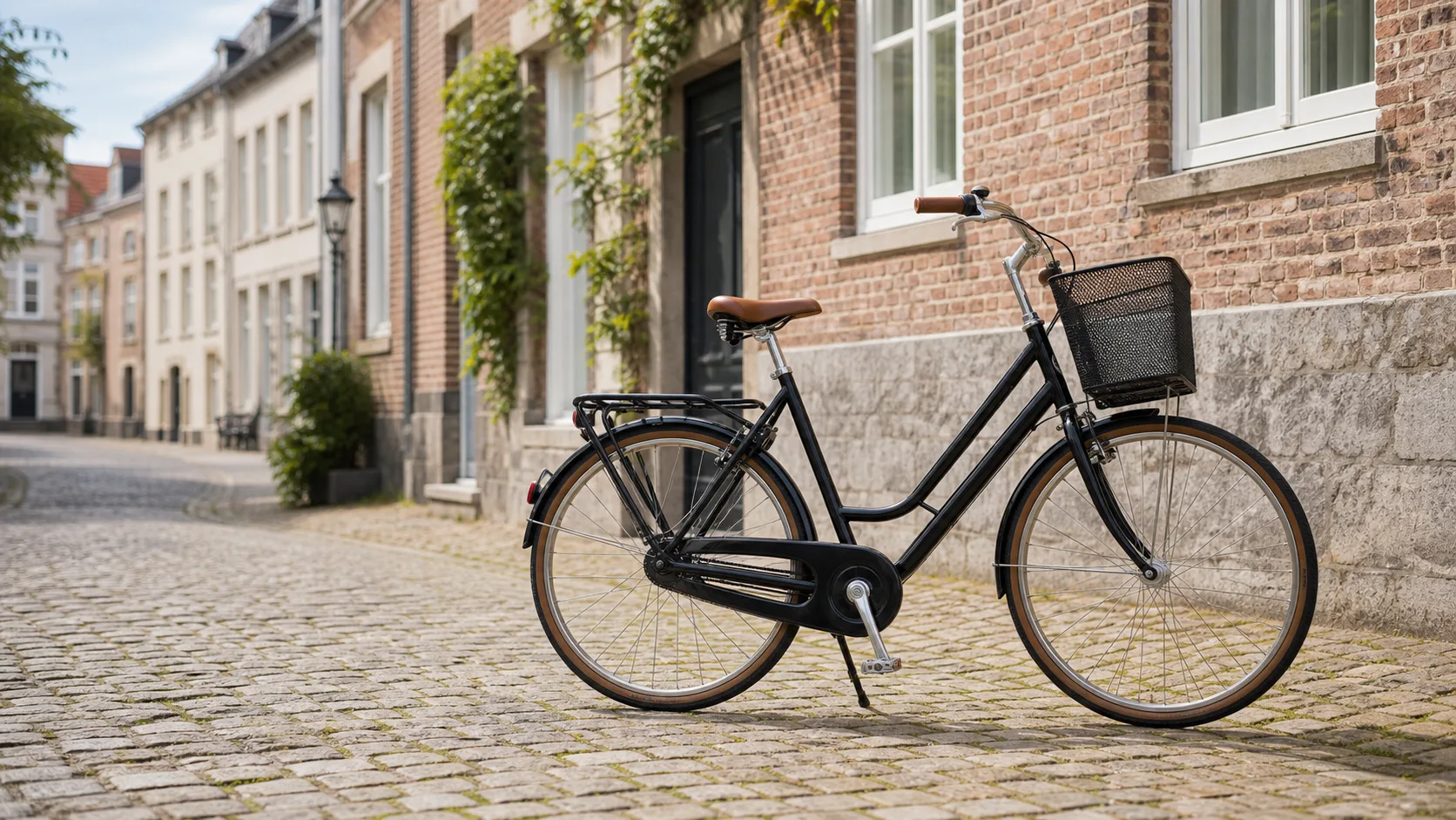 Dutch city bike parked on a Maastricht street